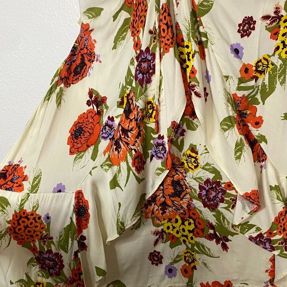 Free People Cream Floral Mini Dress Size M